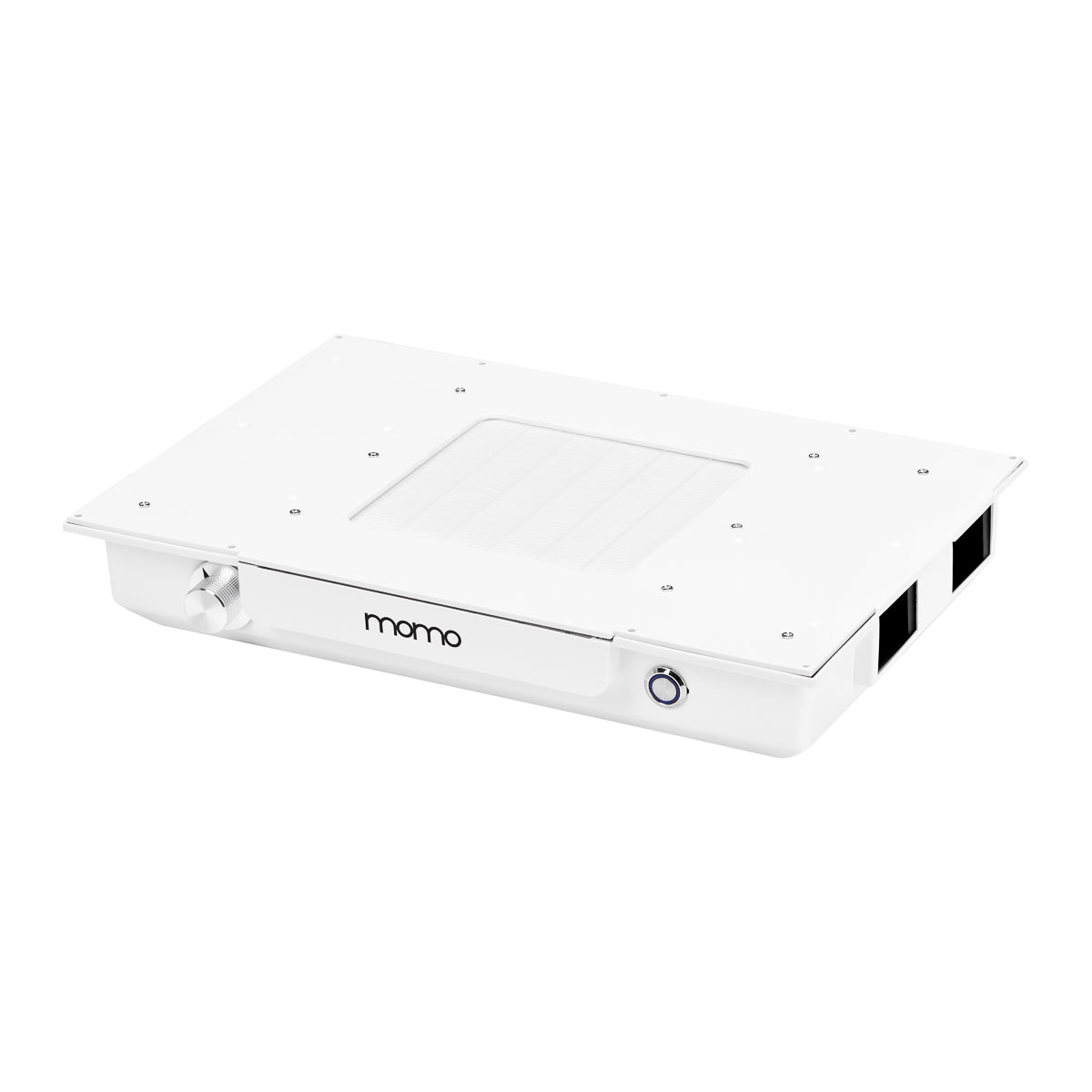 MOMO L02 manicure desk with integrated dust absorber, featuring a sleek workspace and built-in ventilation for nail salons.