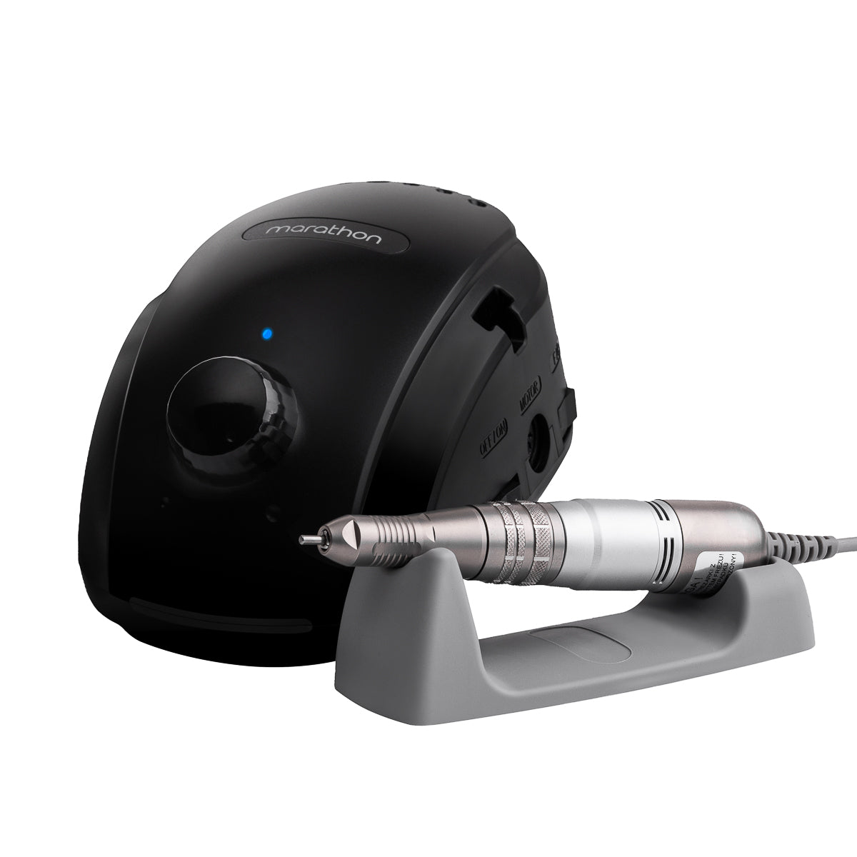 Saeyang Marathon 3 Champion nail drill in black with H200 handpiece, professional electric nail drill for salon use.