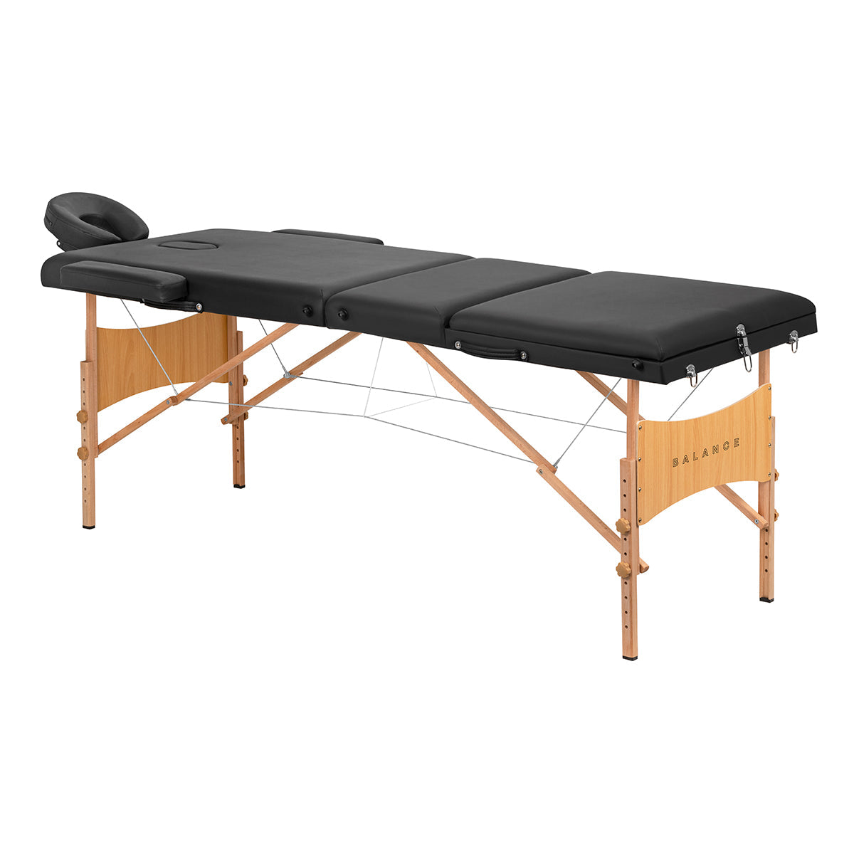 BALANCE wooden folding massage table 3 segment 190x70 black - BVShop