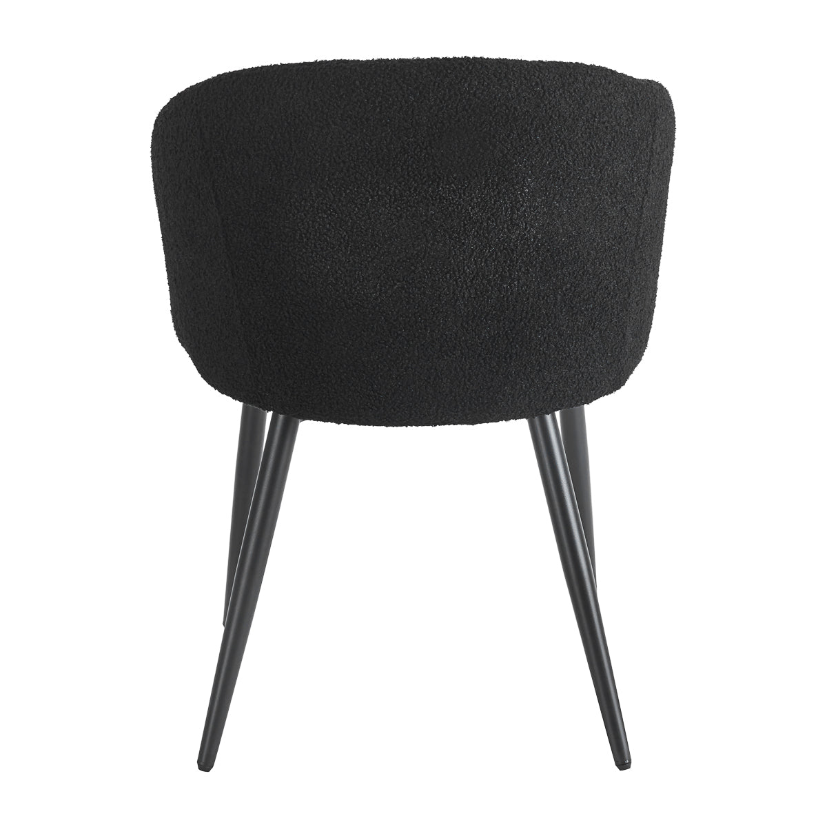 4RICO Asola black sherpa chair with rounded backrest and black metal legs