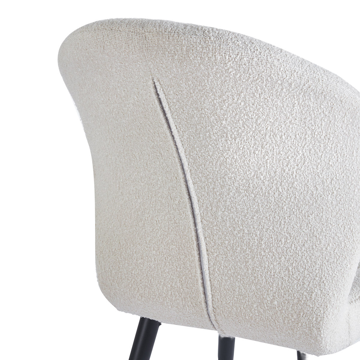 4RICO Lucente white sherpa chair with profiled backrest and black metal legs