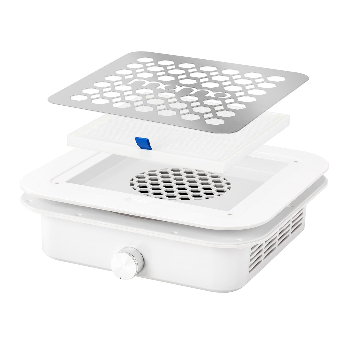 White MOMO Dust Absorber Momo P30 built-in 60W with sleek design and filter system, shown from a front view.