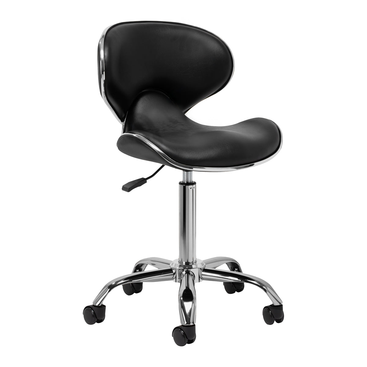 Black Gabbiano cosmetic stool Q-4599 V2 with adjustable height for beauty salon or professional makeup use.