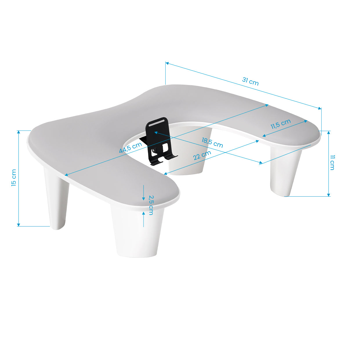 Grey manicure hand rest for professional nail salon workstation