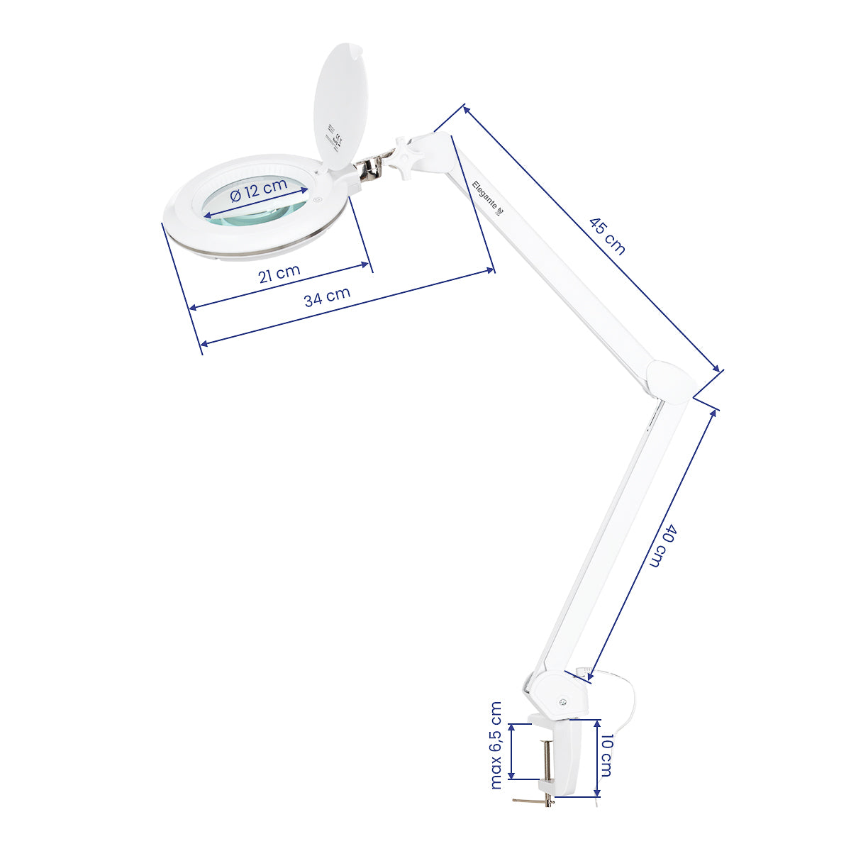 Elegante 6031 professional magnifying lamp with 6500K LED light