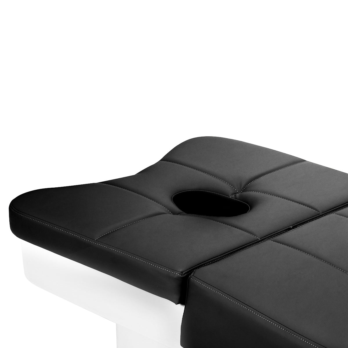 Gabbiano Head Spa 017 hair washing bed in black with padded cushion and adjustable head support for comfortable hair treatments.