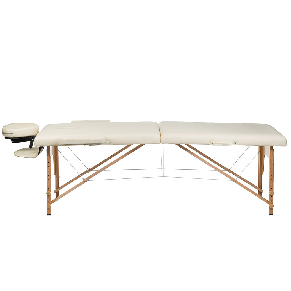 Beauty System Massage & Rehabilitation Table BS-523 Cream with adjustable height and padded surface for therapy and relaxation.