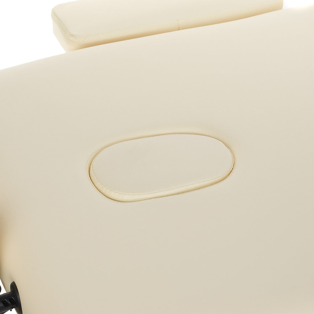 Beauty System Massage & Rehabilitation Table BS-523 Cream with adjustable headrest and padded surface for therapy sessions.