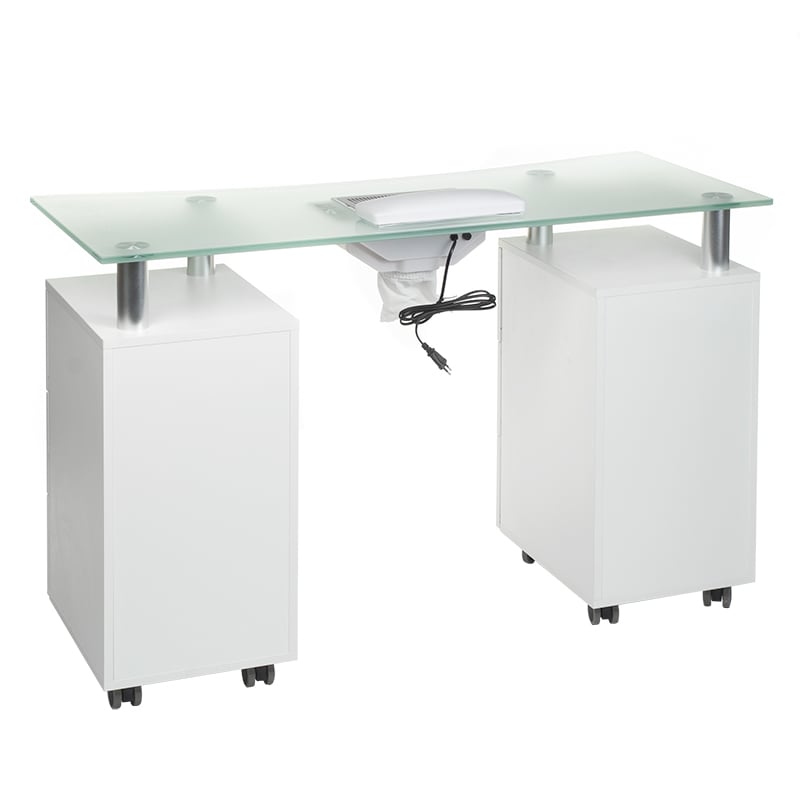 Manicure table with dust extractor hole BD-3425-1+O White - BVShop
