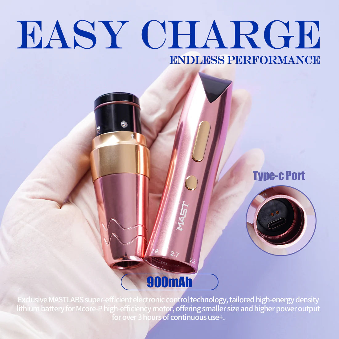 MAST P60 Wireless Tattoo Machine With Diamond Edition Pink - BVShop