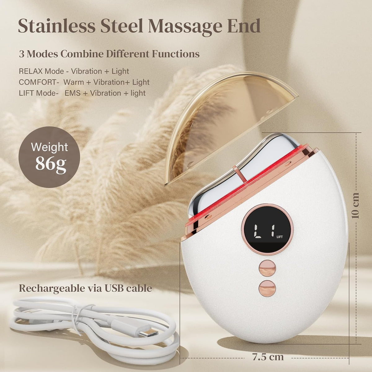 Profey EMS Gua Sha Face Massager package and device details