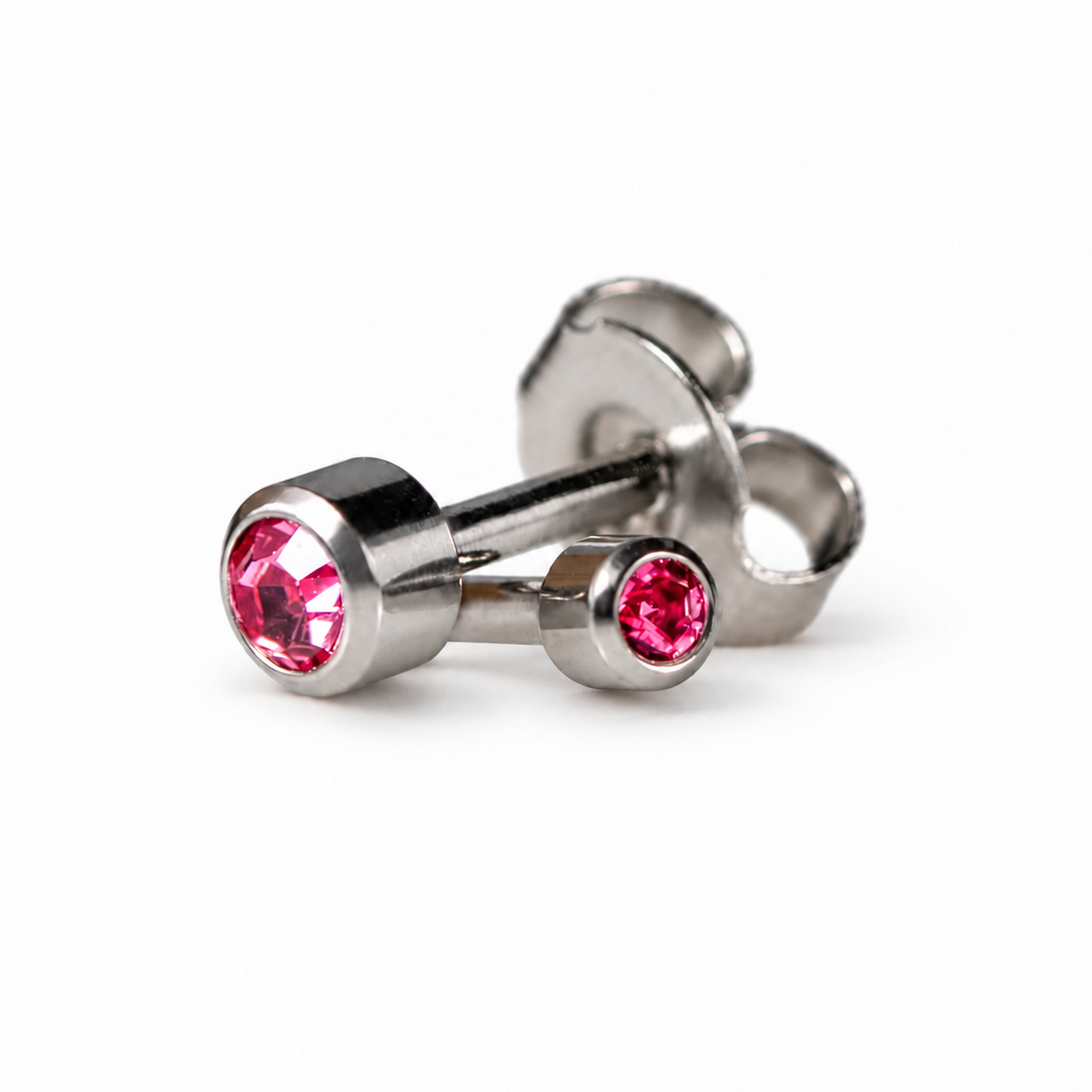 Caflon Blu Piercing Earrings Mini Rose Zircon 3 mm (White Stainless Steel)