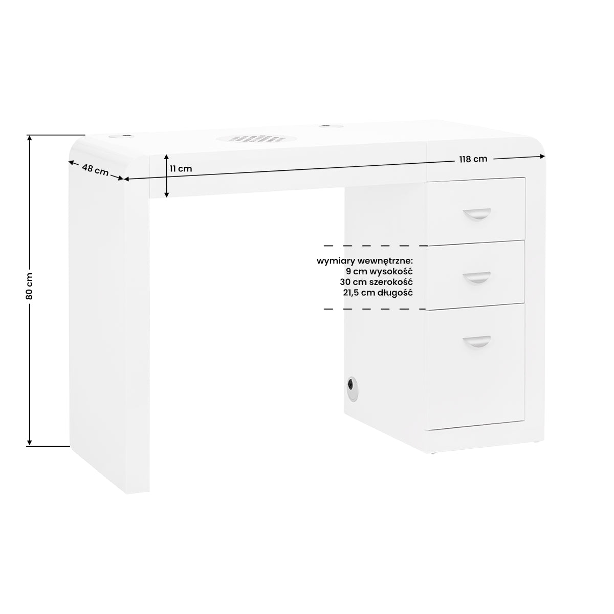 Cosmetic desk 312 white left - BVShop