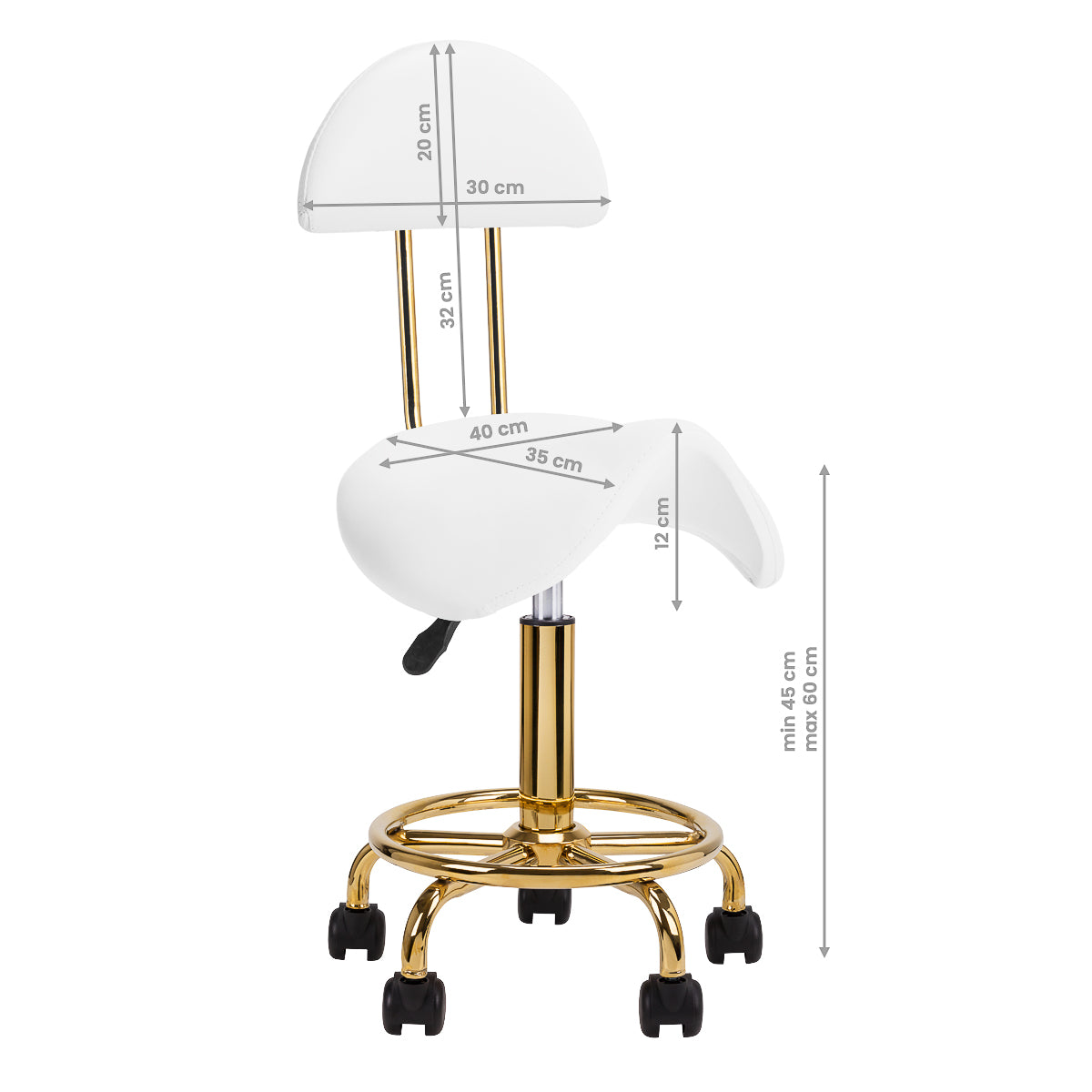 Cosmetic stool 6001-G gold white second category - BVShop
