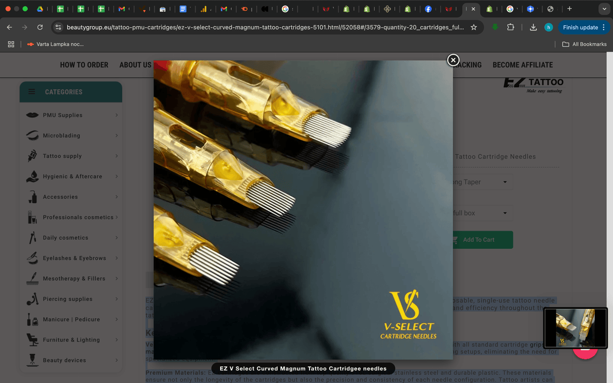EZ V Select Curved Magnum Tattoo Cartridges - BVShop
