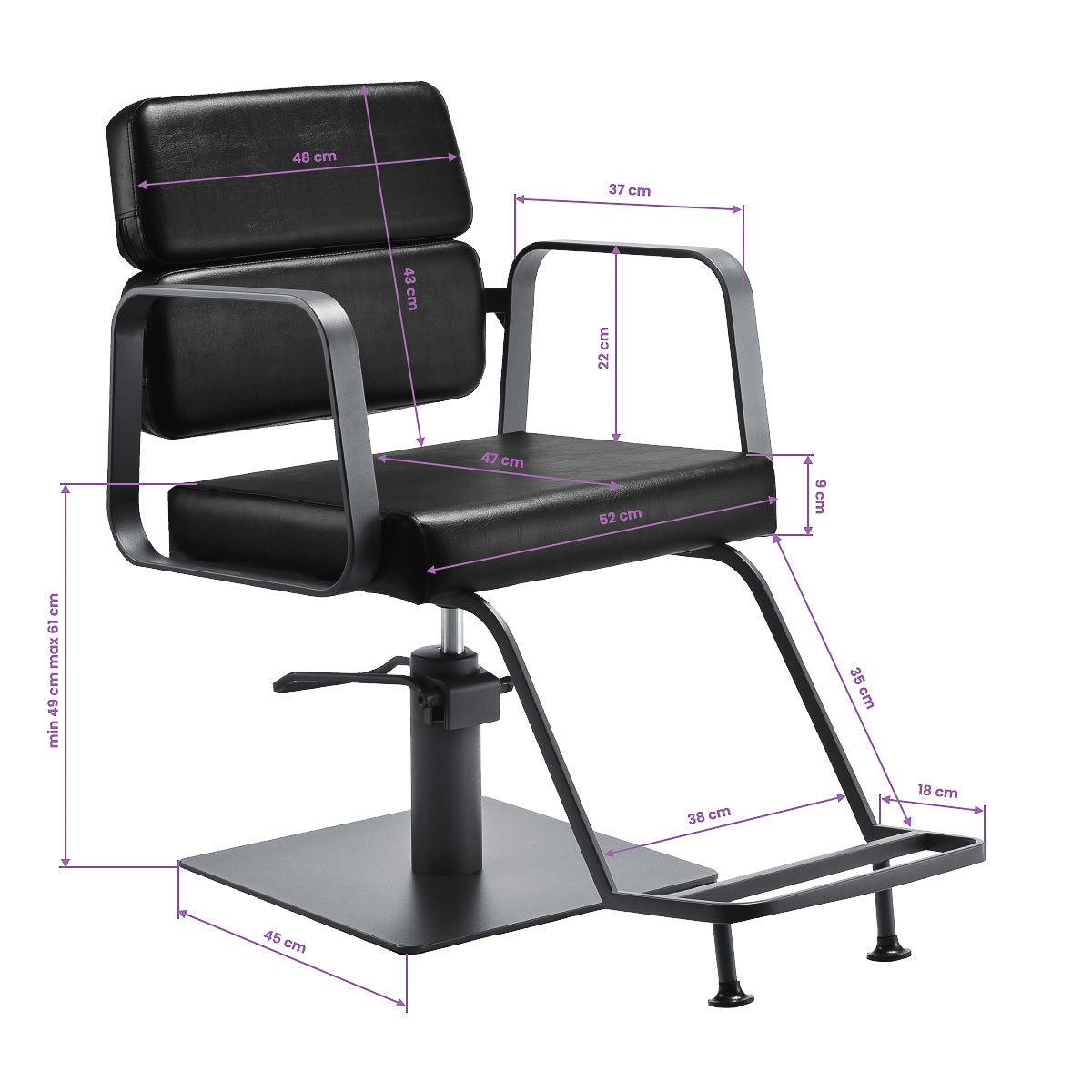 Gabbiano hairdressing chair Porto gray black - BVShop