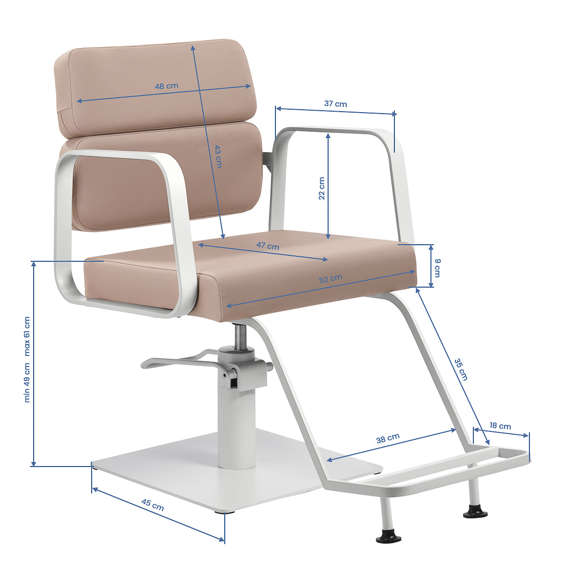 Gabbiano hairdressing chair Porto white beige - BVShop