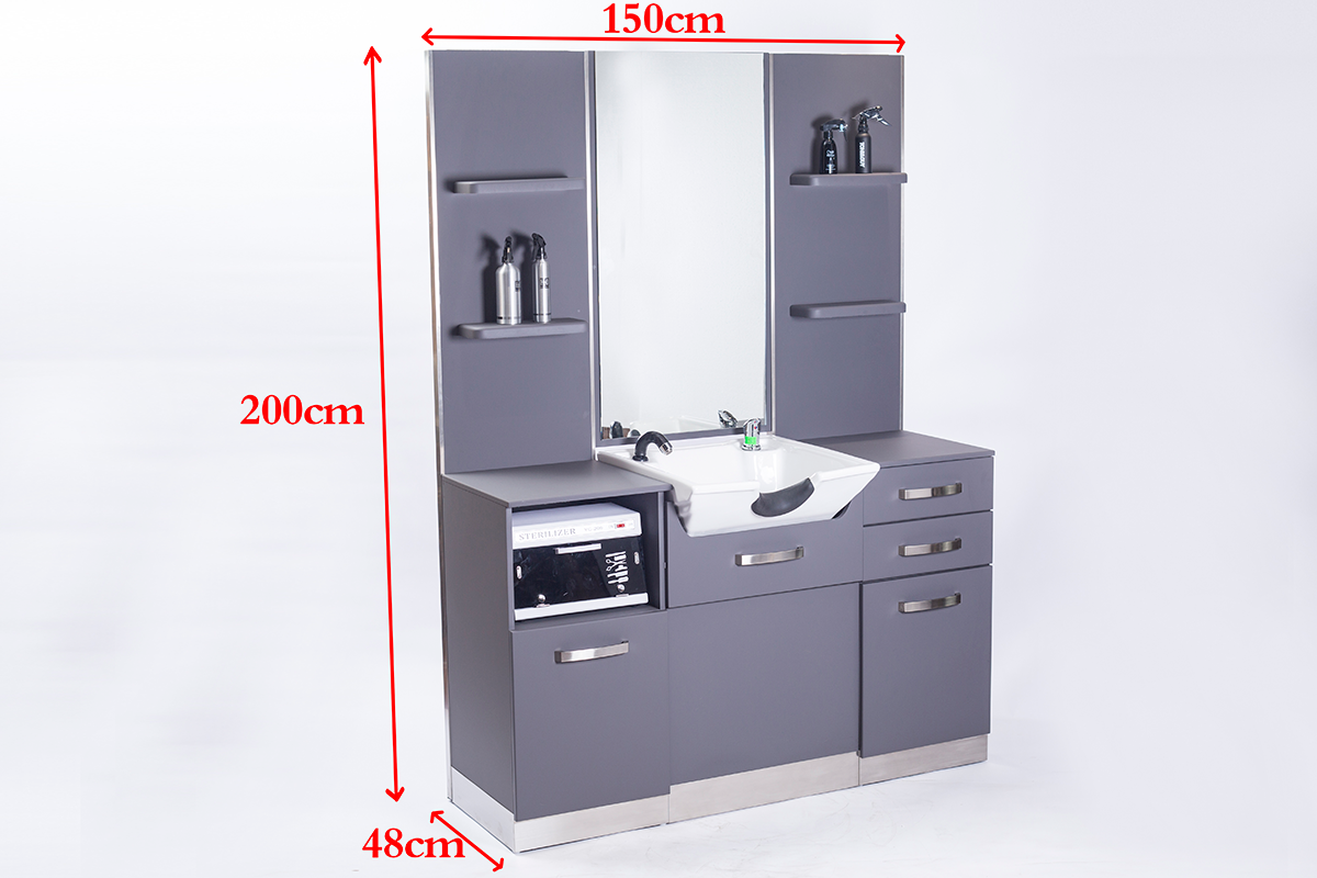 Gabbiano hairdressing console with a wash basin b085 gray - BVShop