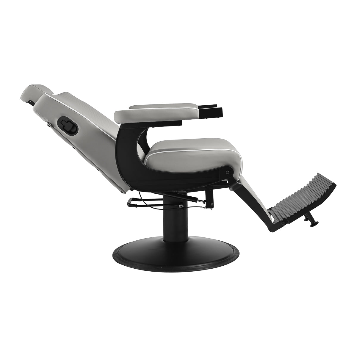 Gabbiano Levi barber chair with black frame gray without stitching at the back - BVShop