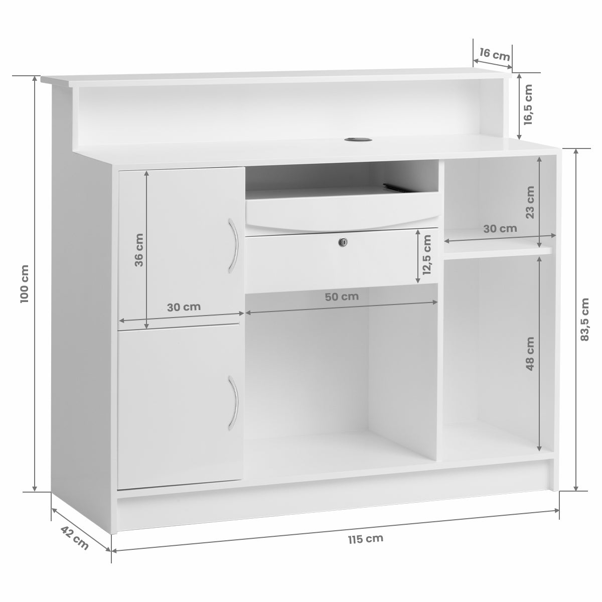 Gabbiano Reception Desk G26W White - BVShop