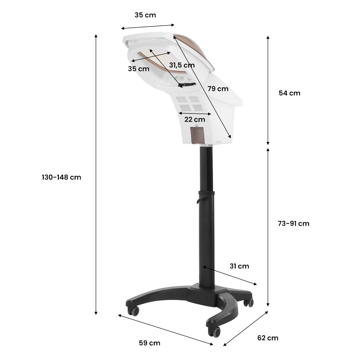 Gabbiano standing hairdressing sauna 408D white with active ozone - BVShop
