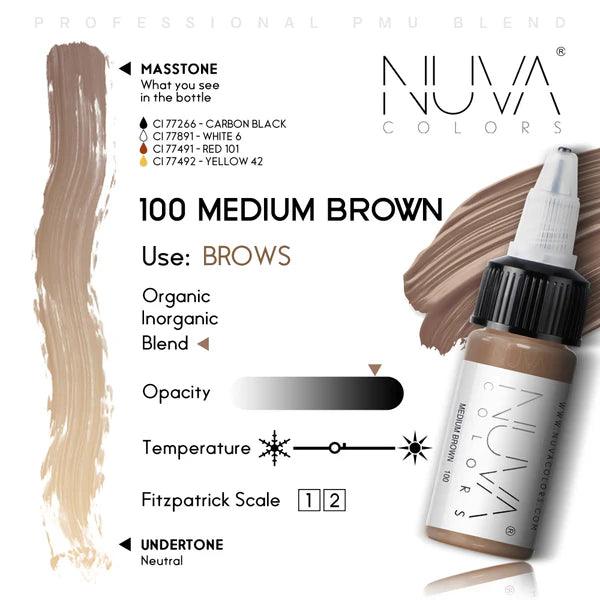 Nuva Colors Eyebrow Pigments 100 MEDIUM BROWN 15ml - BVShop
