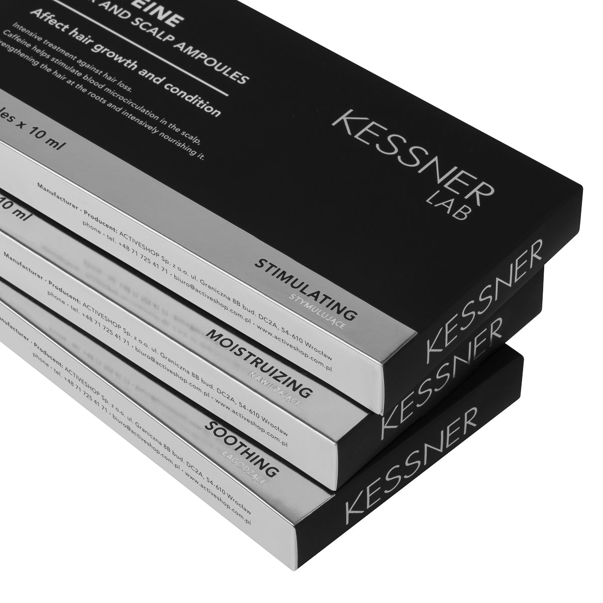 Set of Kessner Lab ampoules: Prebiotic, Moisturising, Caffeine - BVShop