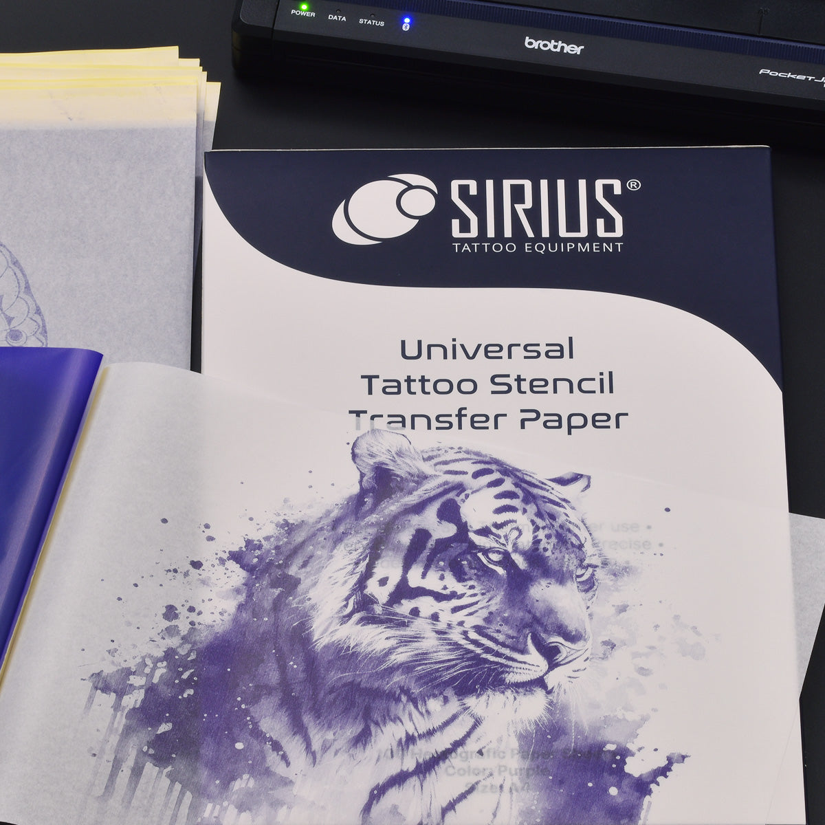 Sirius SIRIUS Tattoo Stencil Transfer Paper Universal, white sheets for easy tattoo stencil transfer process.