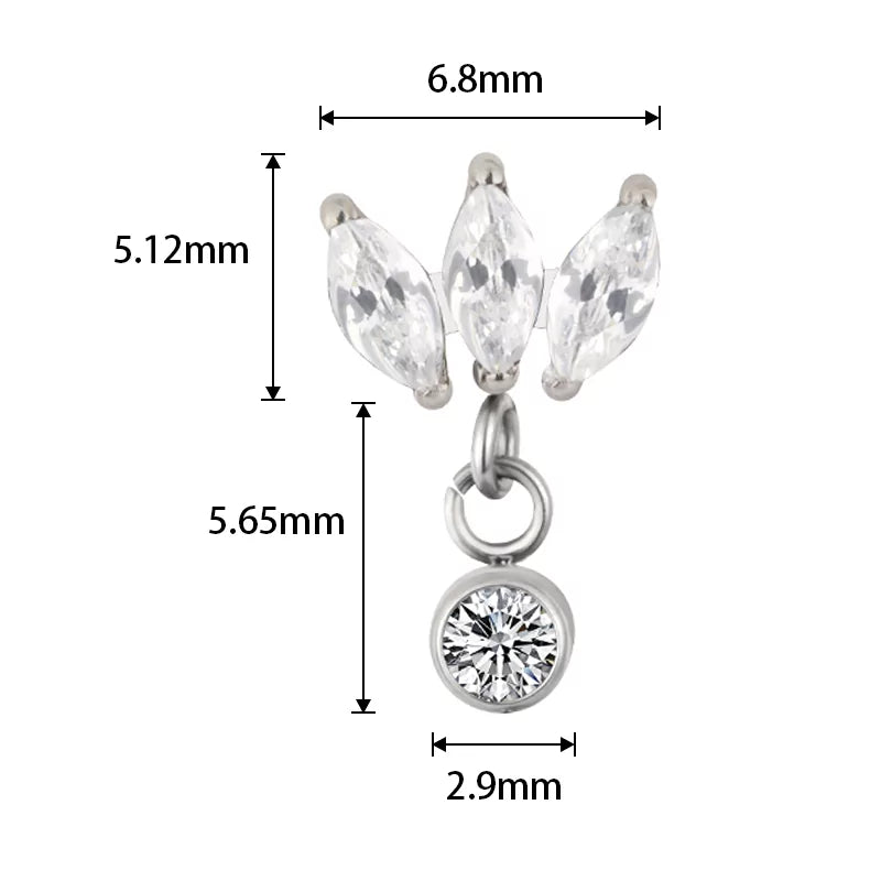 Titaanist sõrmus marquise seade