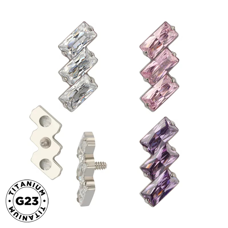 Titaanist sõrmuseotsad 3 ristkülikukujulist raamiga