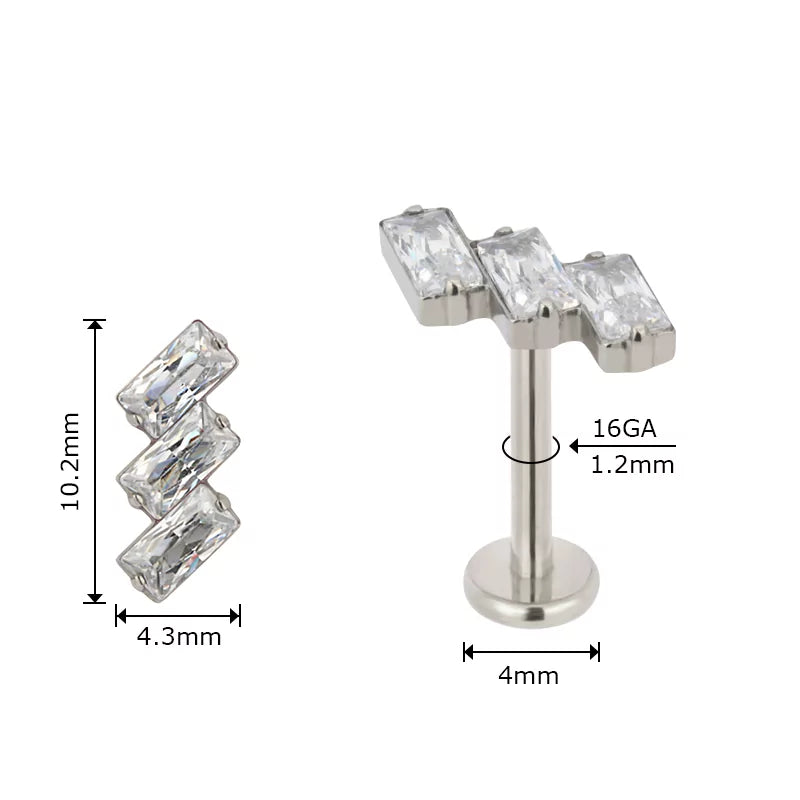 Titaanist sõrmuseotsad 3 ristkülikukujulist raamiga