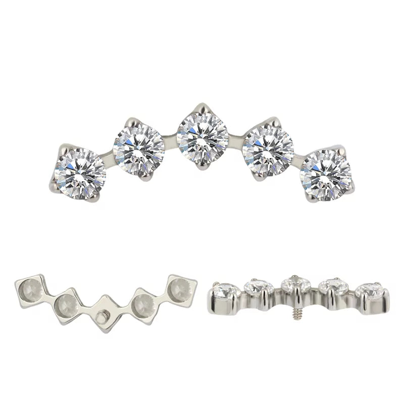 Titaanist sõrmuseotsad 5-haruline tsirkooniga raam