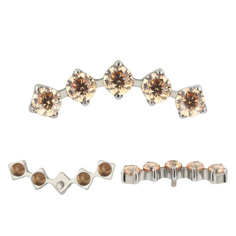 Titaanist sõrmuseotsad 5-haruline tsirkooniga raam