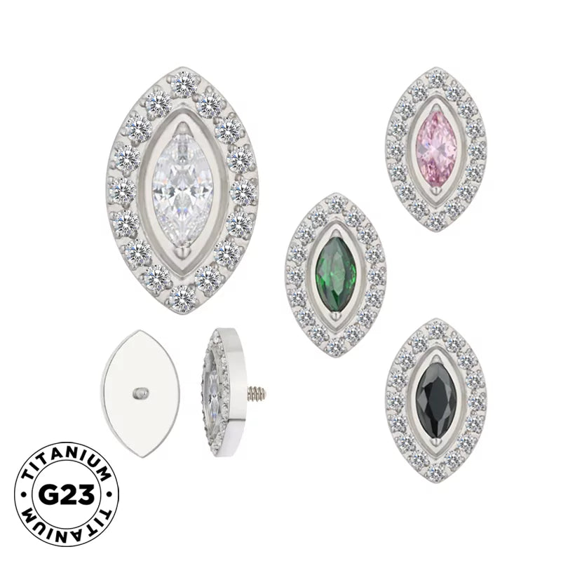 Titaanist sõrmuseotsad marquise-kujulise raamiga