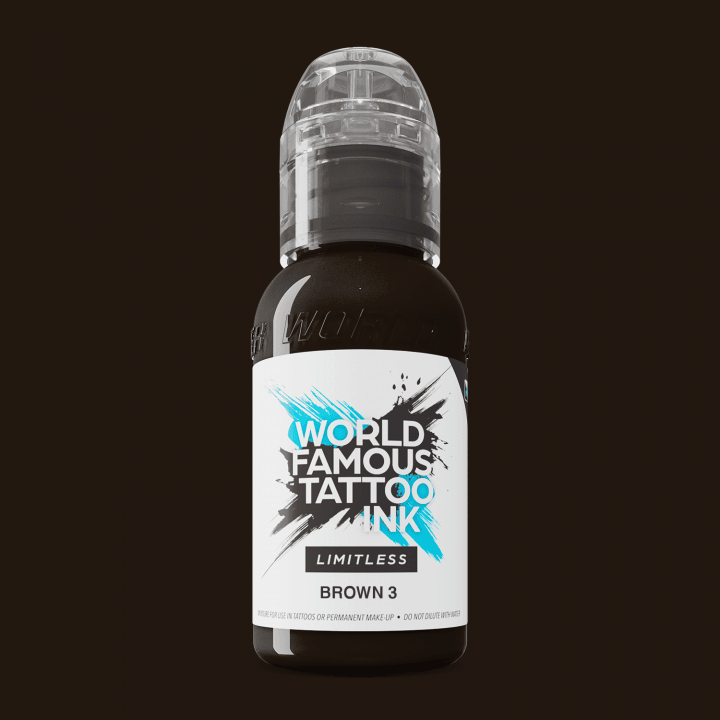 World Famous Limitless Tattoo Ink Brown 3 30ml - BVShop