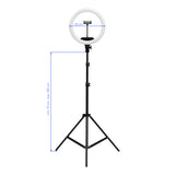 Adjustable LED ring light with stand and smartphone holder