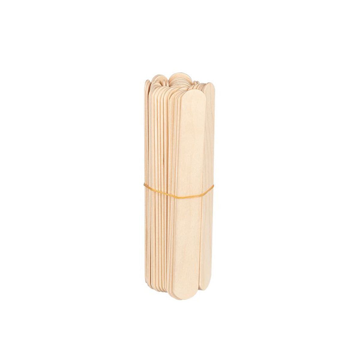 Set of 150 large wooden spatulas by ACTIVESHOP, measuring 150 × 18 × 1.8 mm, arranged on a clean surface.