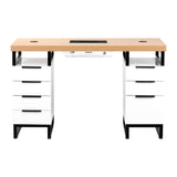 MOMO L02 manicure desk with built-in dust absorber, featuring a sleek workspace and organized design for nail salon use