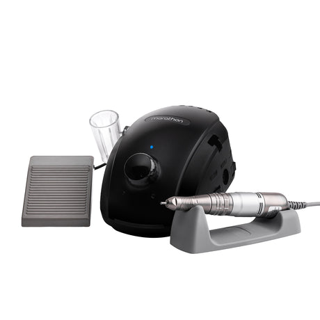 Saeyang Marathon 3 Champion NEW black nail drill with H200 handpiece, professional electric manicure and pedicure tool.