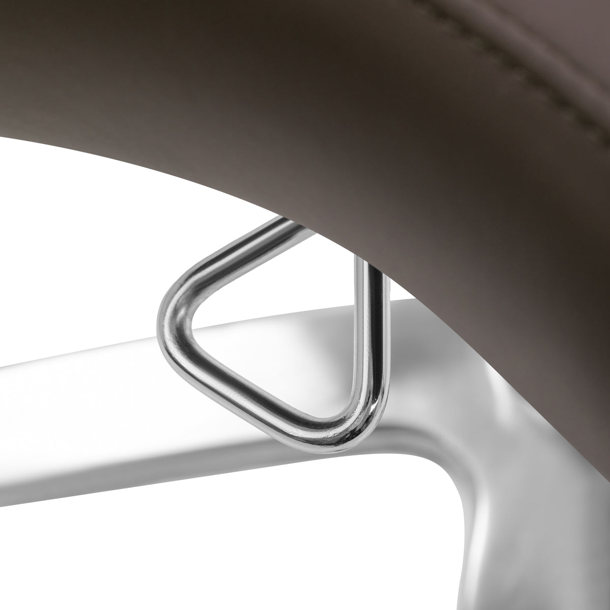 Omega Supremo brown swivel stool with a padded seat and metal base, designed for comfortable seating and adjustable height.