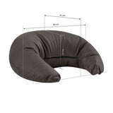 Omega brown headrest for hairdressing wash unit, cushioned support with adjustable design for salon comfort.