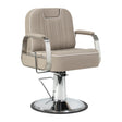 Gabbiano Rufo beige barber chair with hydraulic lift and chrome base