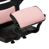 Pink Gabbiano President barber chair with black base and padded armrests, designed for professional salon use.