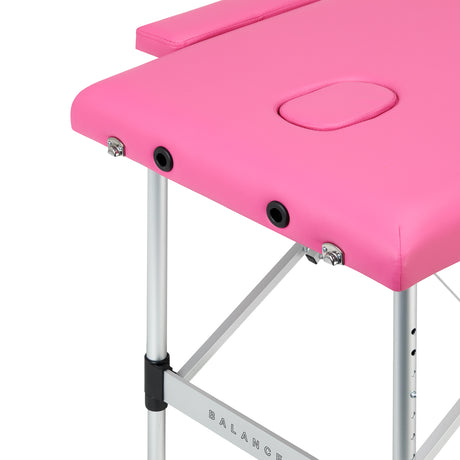 BALANCE aluminium folding massage table 2 segment pink - BVShop