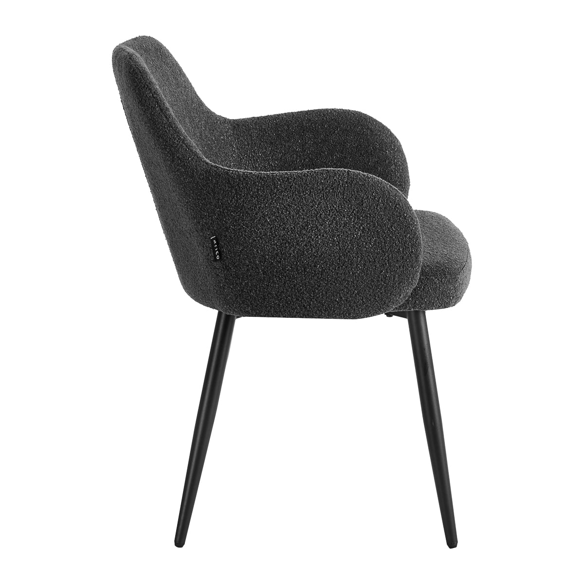 Angled view of 4RICO Intra black chair with metal legs