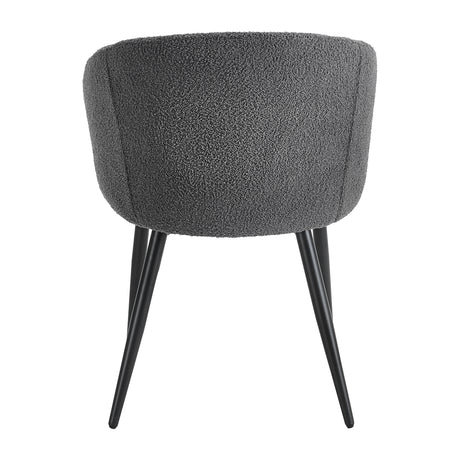 4RICO Asola grey sherpa chair with rounded backrest and black metal legs