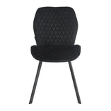 4RICO Vetro black velour chair with stitched backrest and black metal legs