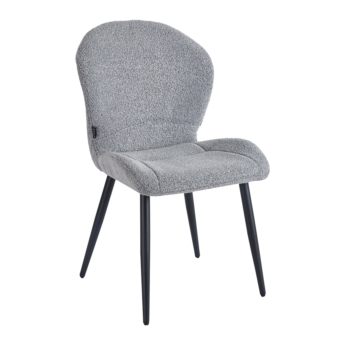 4RICO Lucente grey sherpa chair with black metal legs, front view