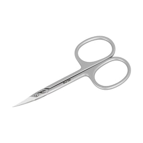 Left-handed NGHIA cuticle scissors with stainless steel blades for precise nail care, shown on a white background.