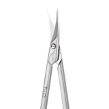 Left-handed NGHIA cuticle scissors, professional grooming tool with sharp blades for precise cuticle trimming.